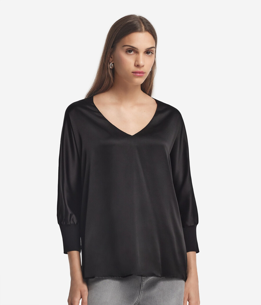 seidenbluse mit v-ausschnitt