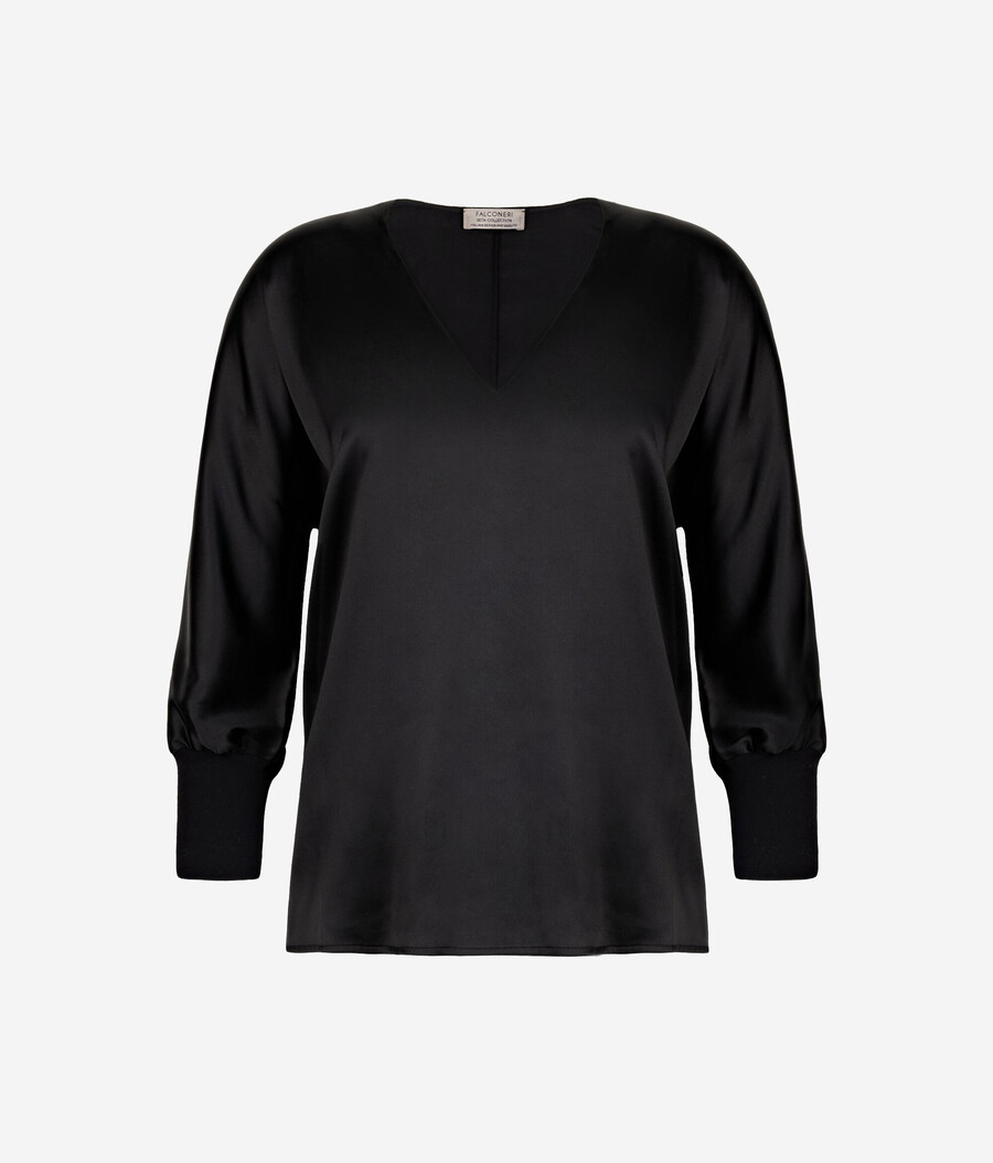 seidenbluse mit v-ausschnitt
