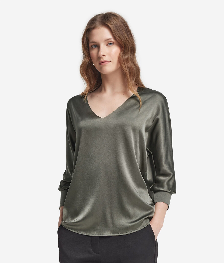 seidenbluse mit v-ausschnitt