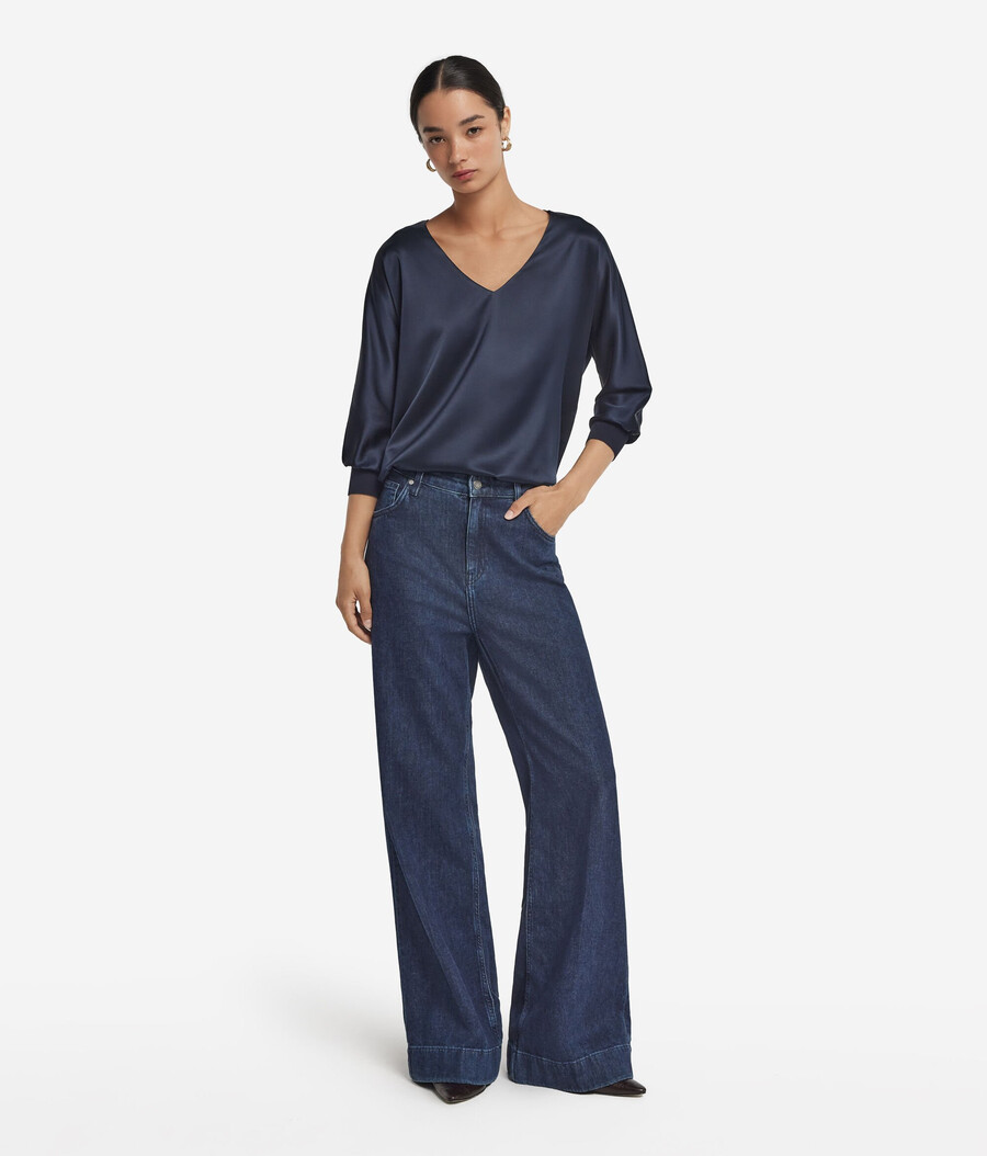 seidenbluse mit v-ausschnitt