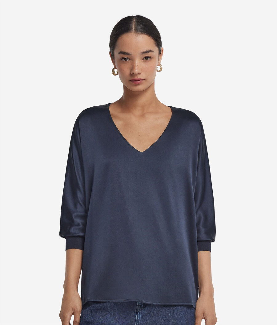 seidenbluse mit v-ausschnitt
