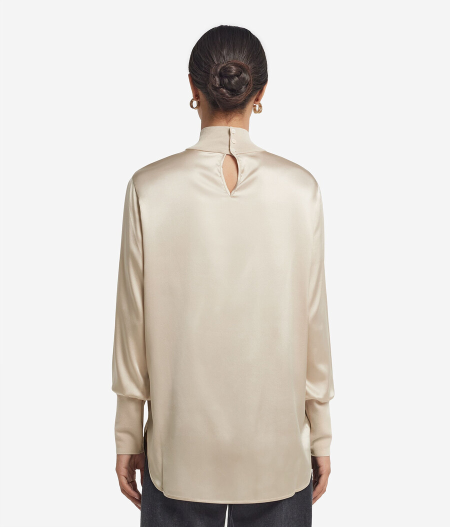 seidensatinbluse mit jersey-einsätzen