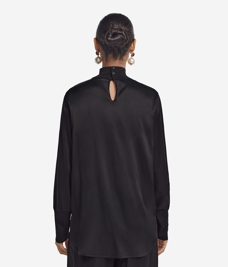 seidensatinbluse mit jersey-einsätzen