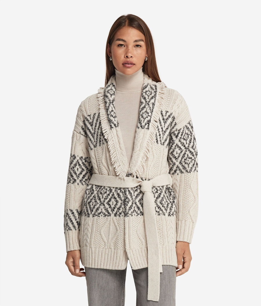 ultraweicher kaschmir-cardigan mit zopfmuster und jacquard-verarbeitung