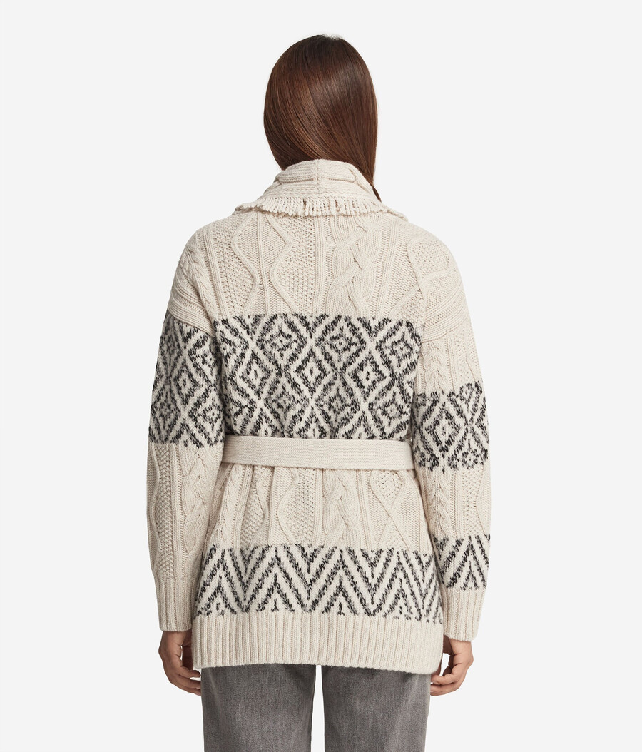 ultraweicher kaschmir-cardigan mit zopfmuster und jacquard-verarbeitung