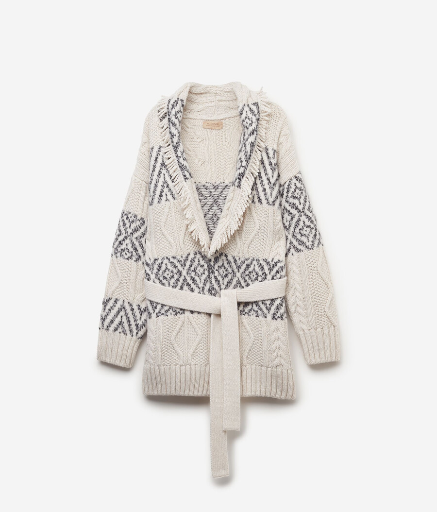 ultraweicher kaschmir-cardigan mit zopfmuster und jacquard-verarbeitung