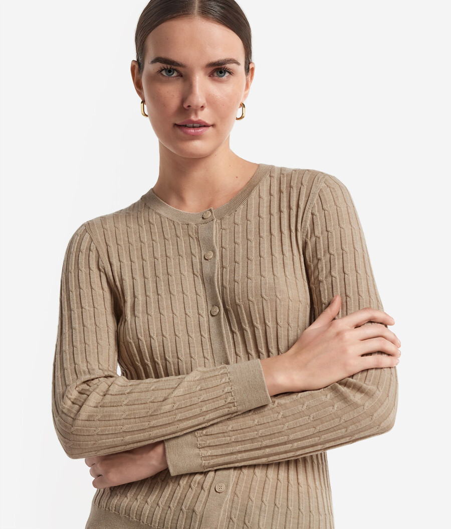 feiner kaschmir-zopfstrick-cardigan