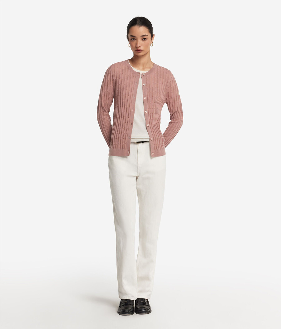 feiner kaschmir-zopfstrick-cardigan
