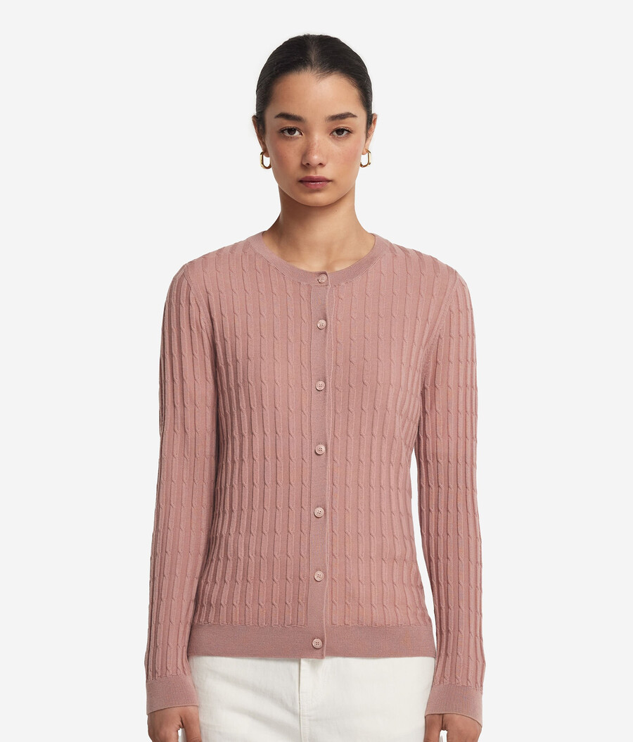 feiner kaschmir-zopfstrick-cardigan