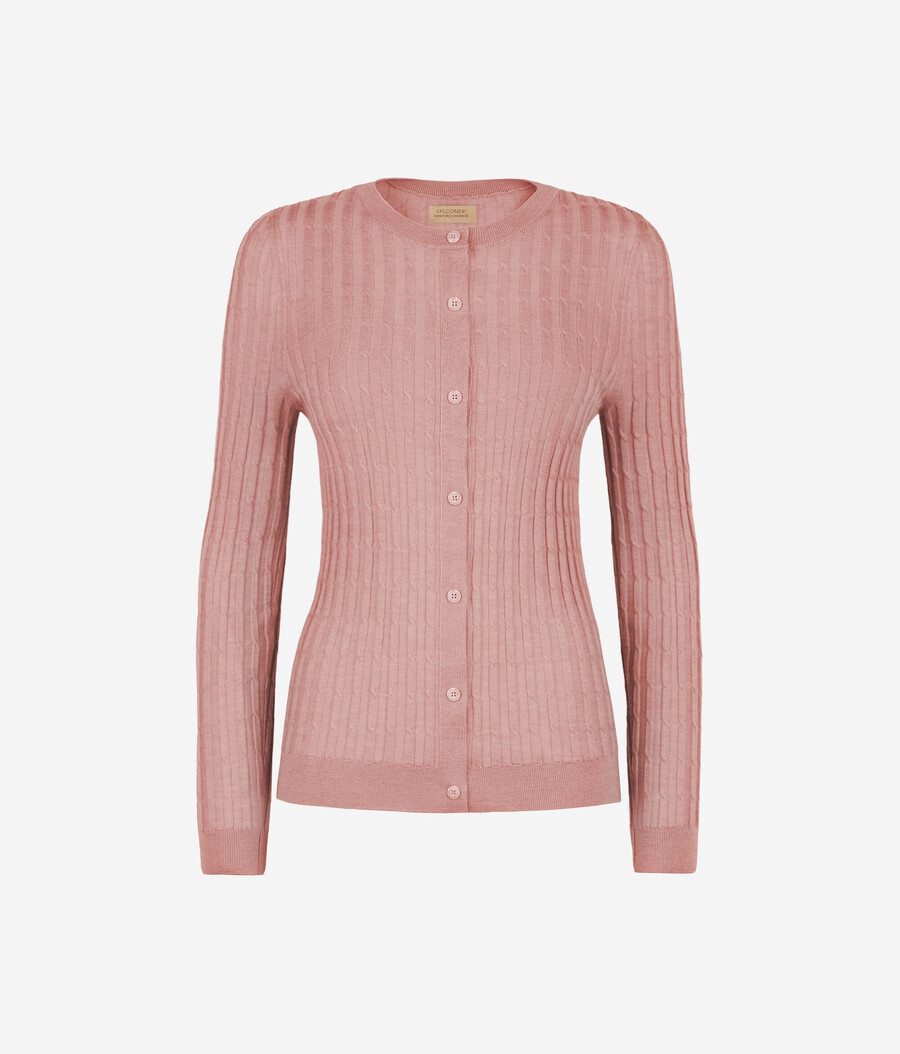 feiner kaschmir-zopfstrick-cardigan