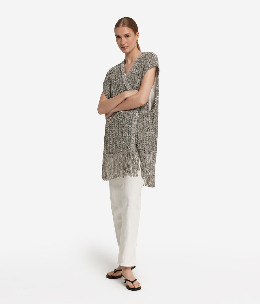 kimono mit durchbrochenem paillettenbesatz