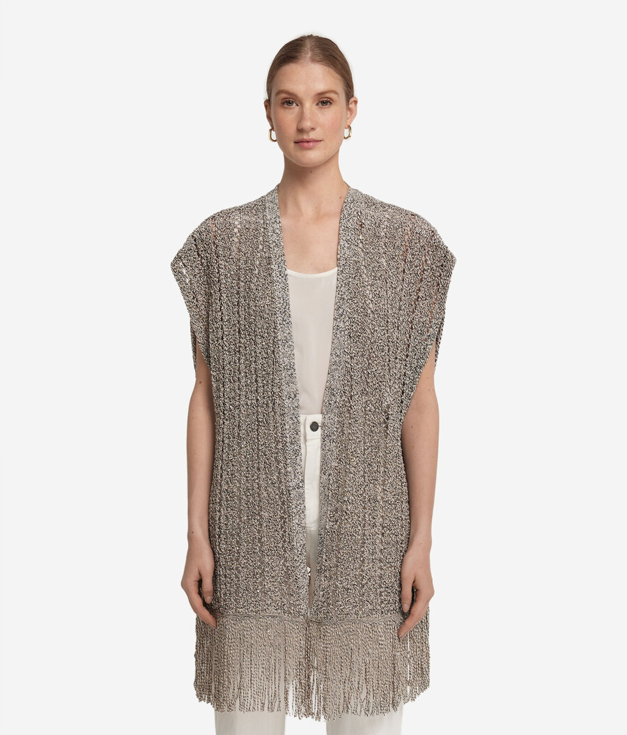 kimono mit durchbrochenem paillettenbesatz