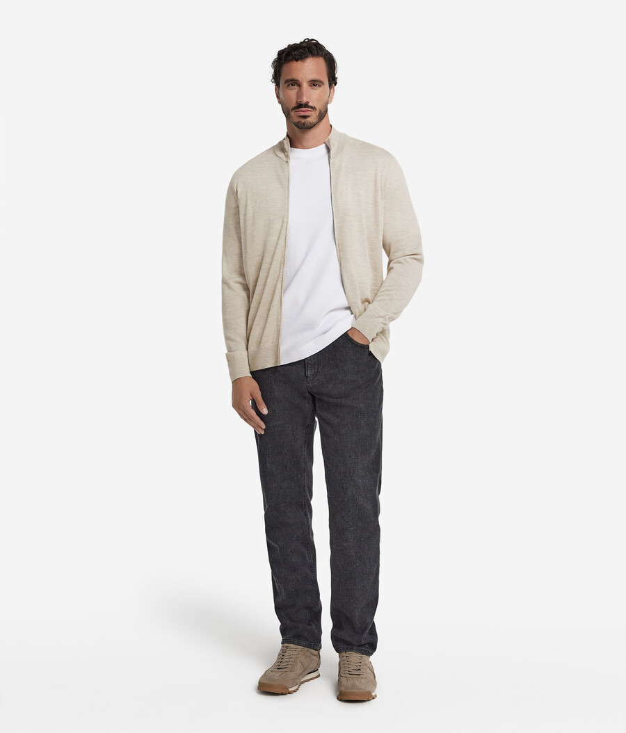 kaschmir-strickjacke mit reißverschluss