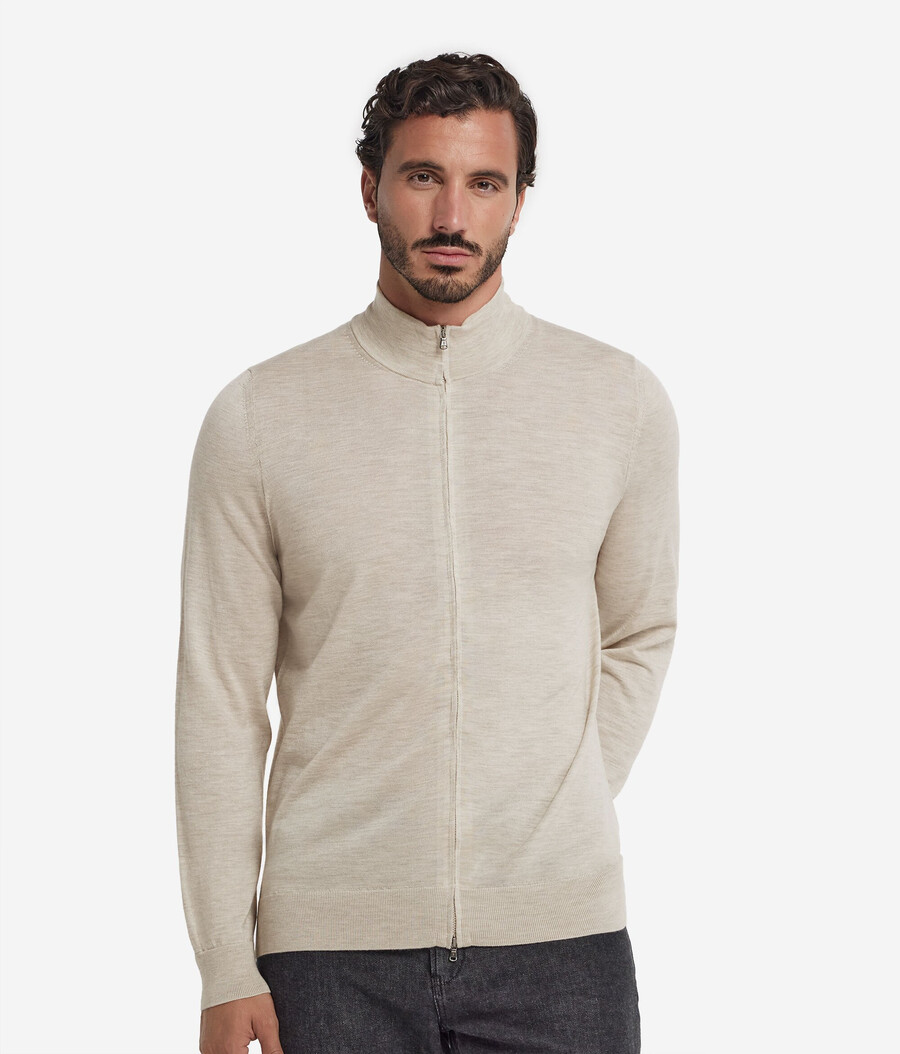 kaschmir-strickjacke mit reißverschluss