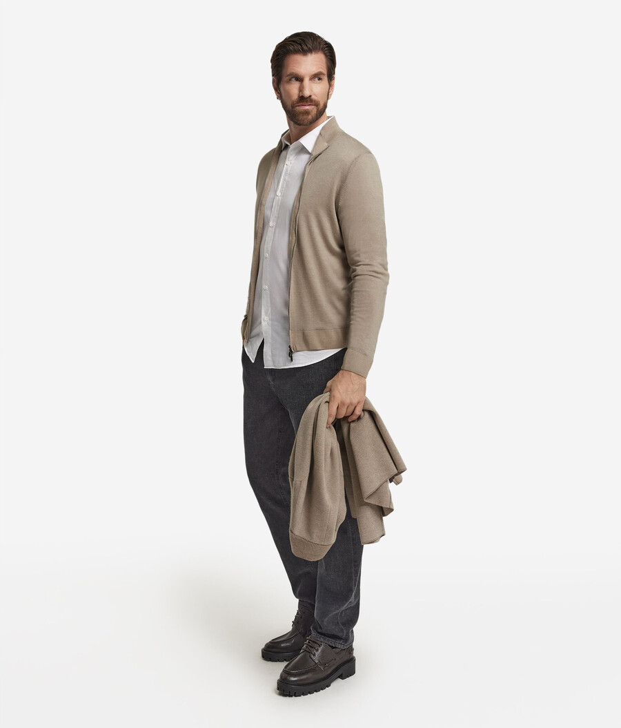 kaschmir-strickjacke mit reißverschluss