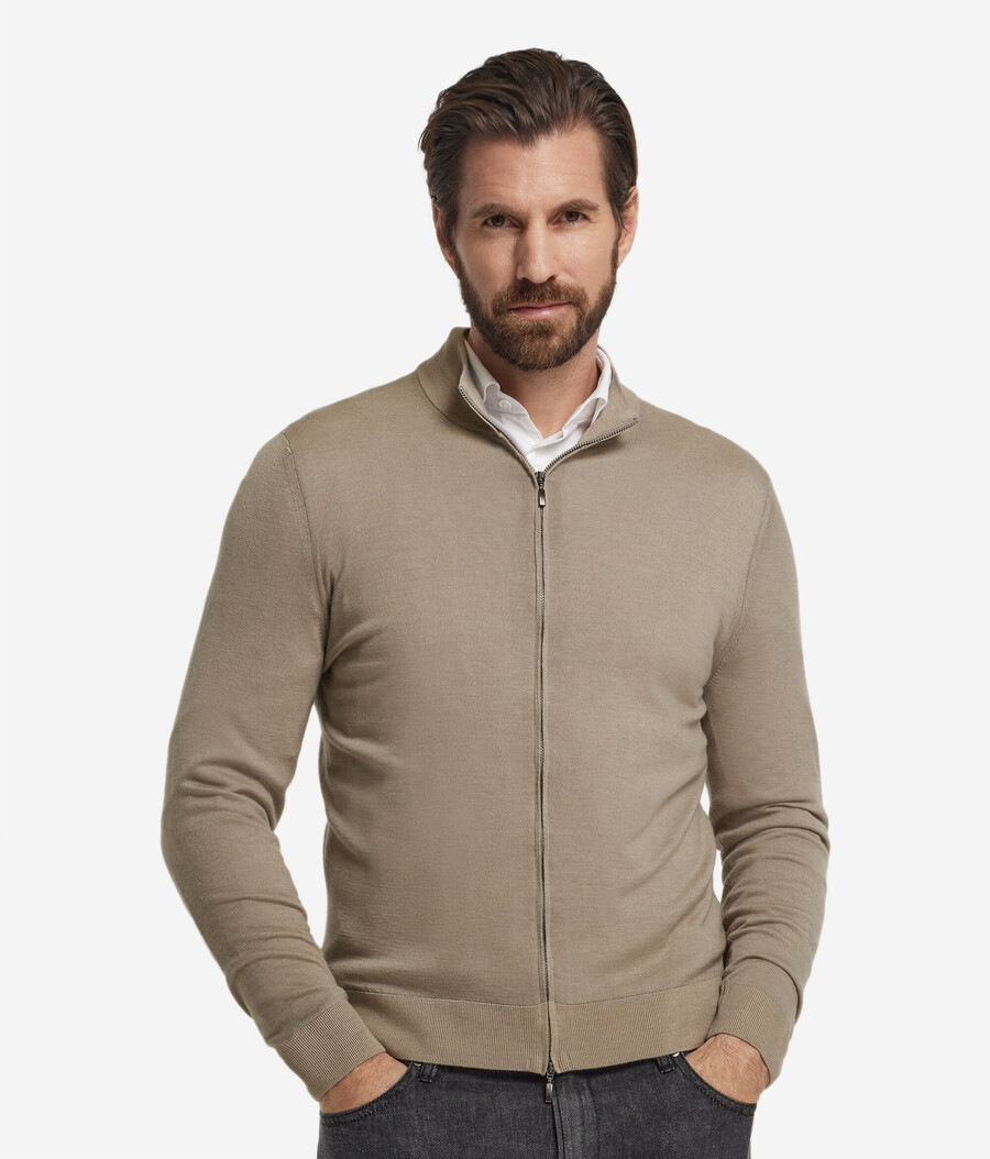 kaschmir-strickjacke mit reißverschluss