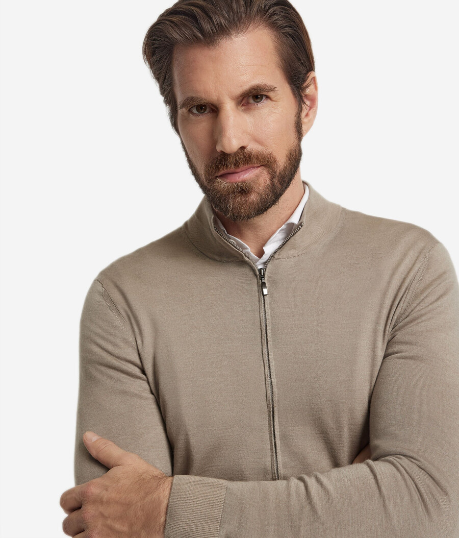 kaschmir-strickjacke mit reißverschluss