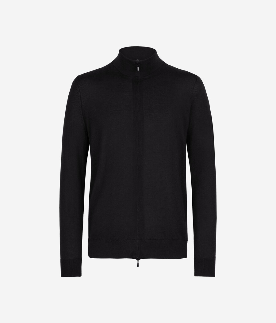 kaschmir-strickjacke mit reißverschluss
