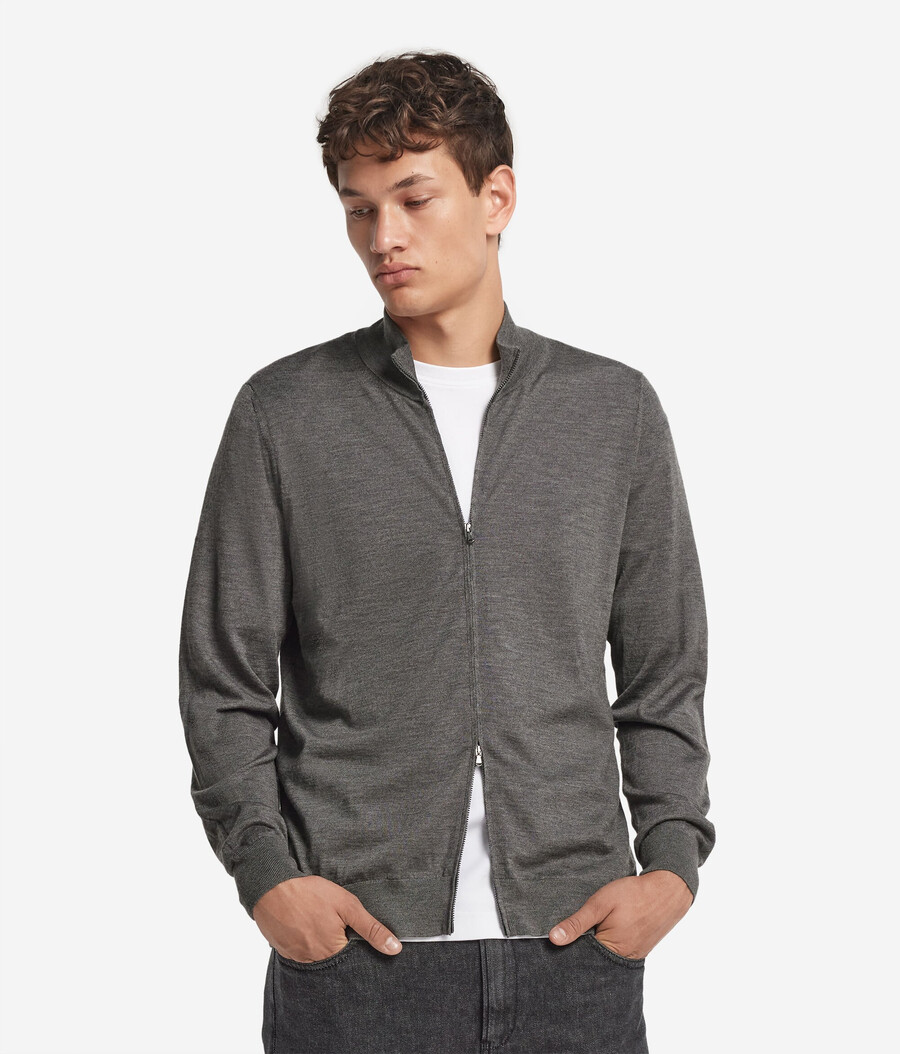 kaschmir-strickjacke mit reißverschluss