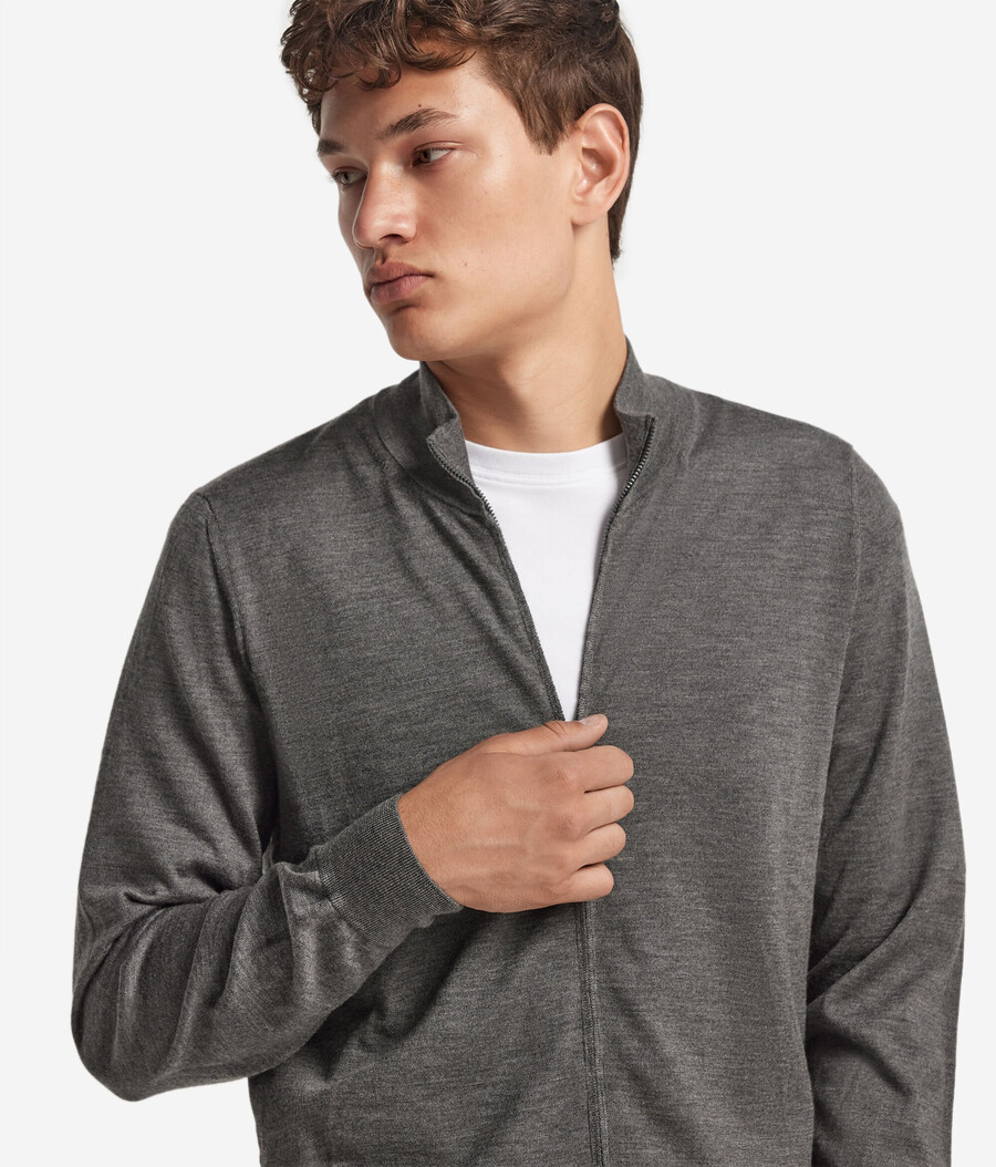 kaschmir-strickjacke mit reißverschluss