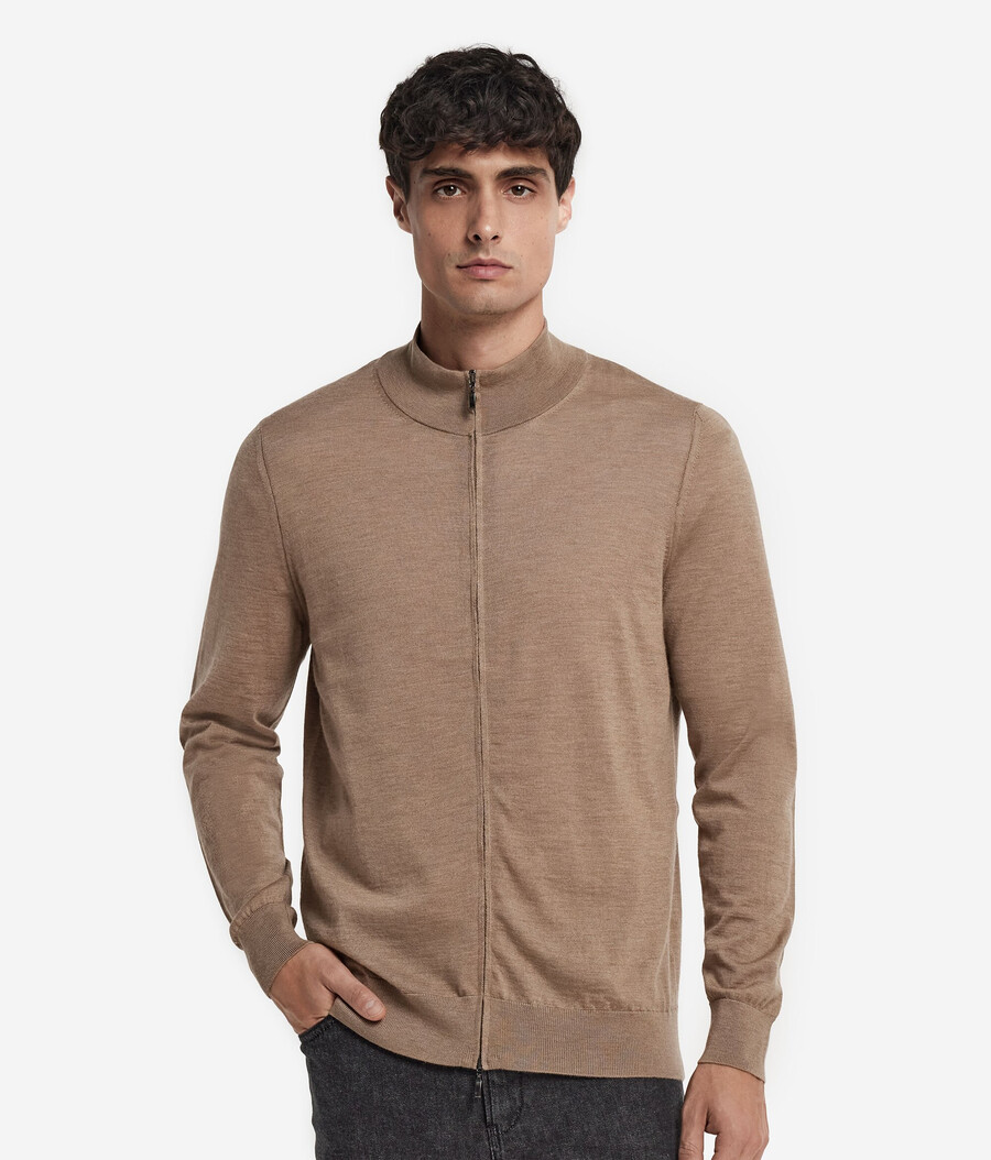 kaschmir-strickjacke mit reißverschluss