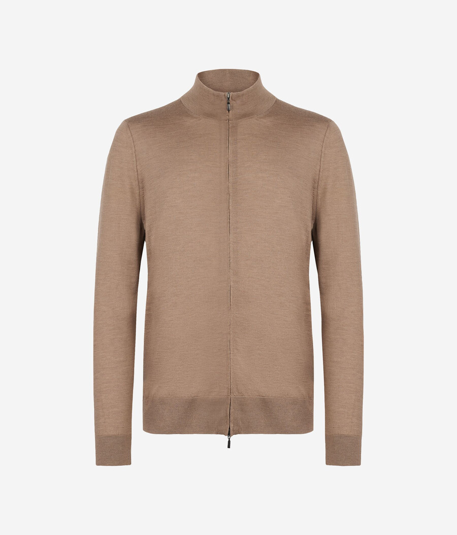 kaschmir-strickjacke mit reißverschluss