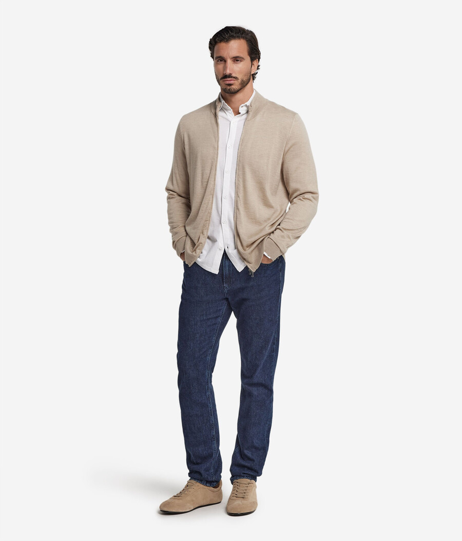 kaschmir-strickjacke mit reißverschluss
