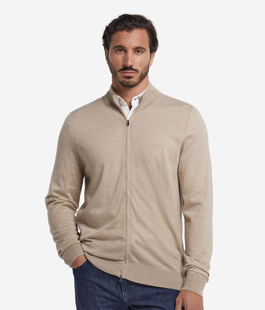 kaschmir-strickjacke mit reißverschluss