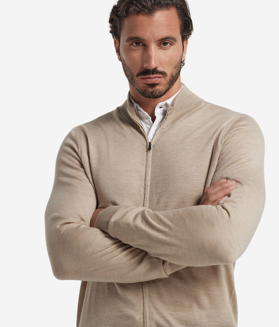 kaschmir-strickjacke mit reißverschluss