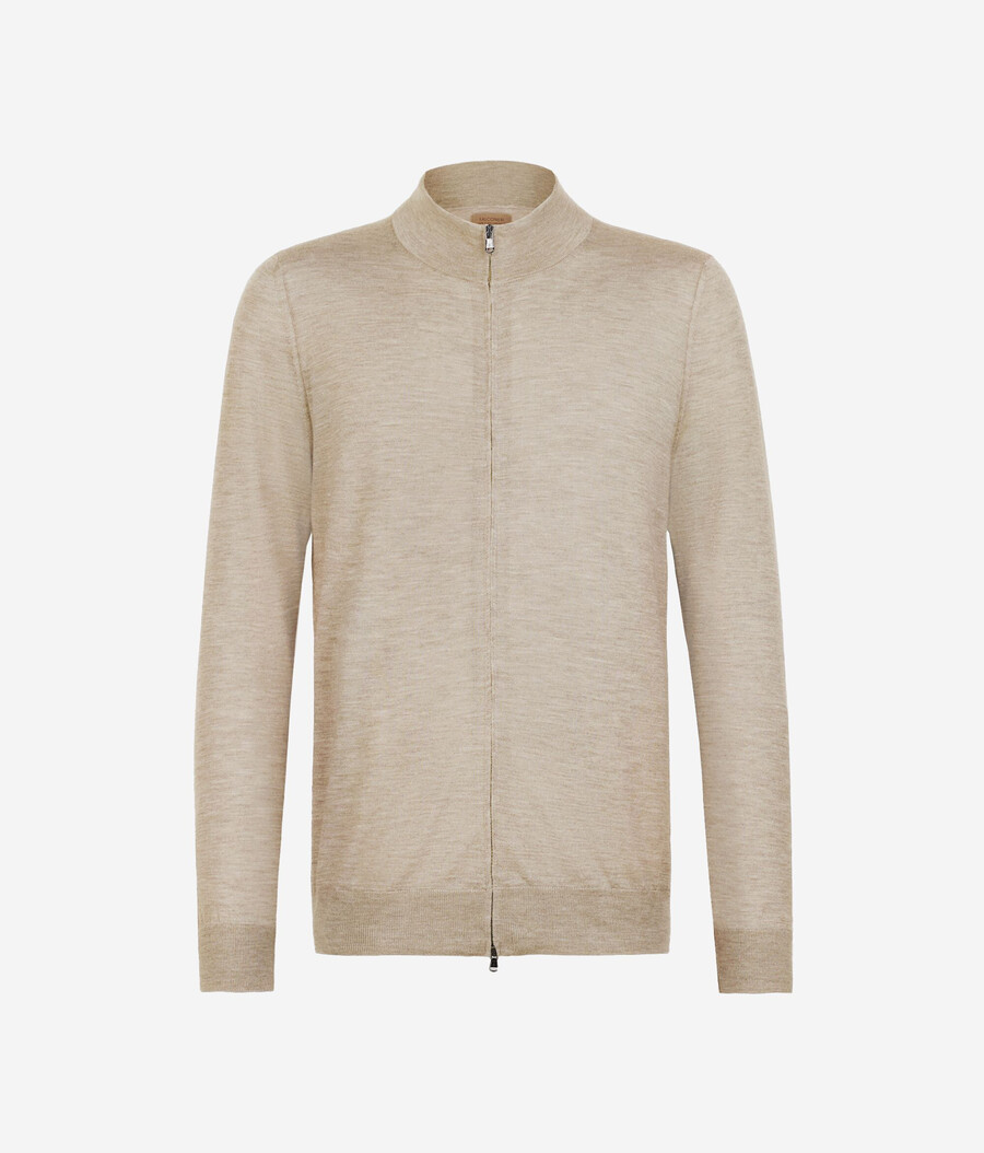 kaschmir-strickjacke mit reißverschluss