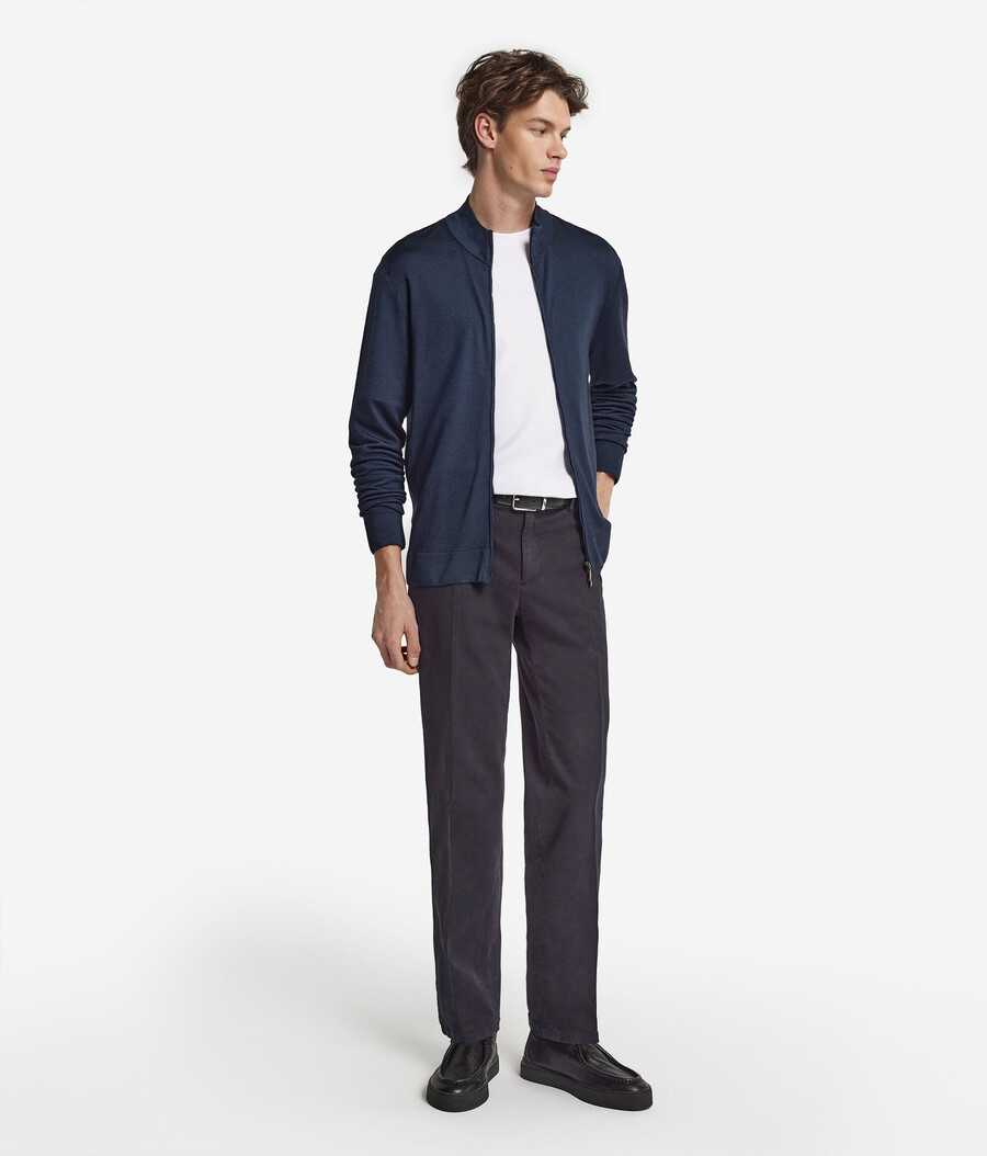 kaschmir-strickjacke mit reißverschluss