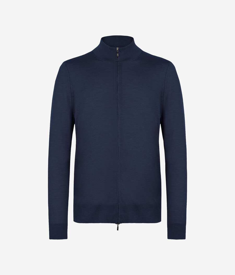 kaschmir-strickjacke mit reißverschluss
