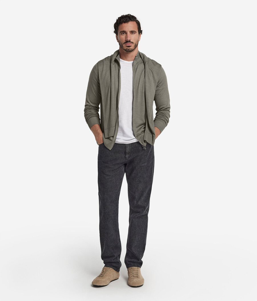 kaschmir-strickjacke mit reißverschluss