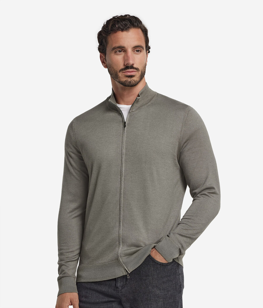 kaschmir-strickjacke mit reißverschluss