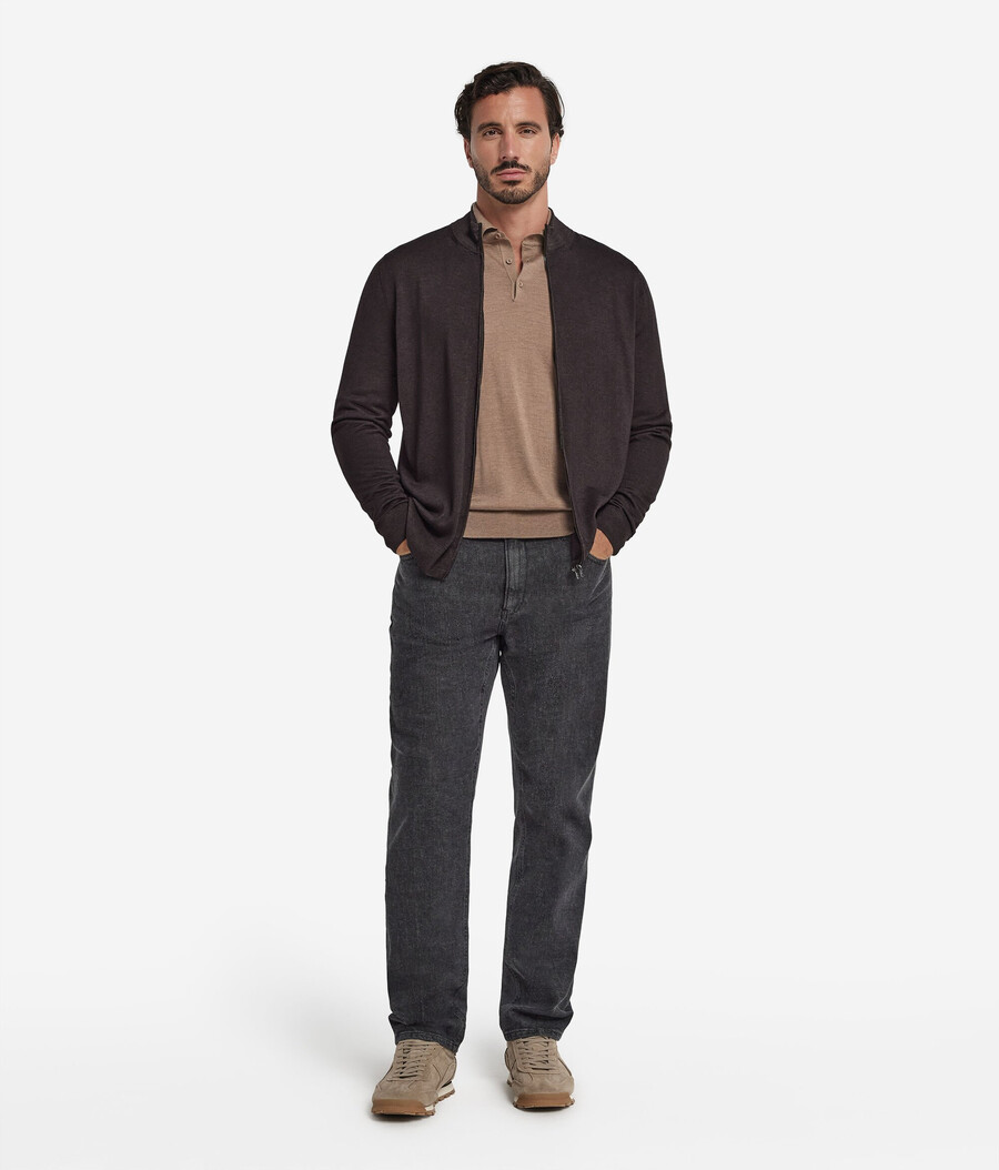 kaschmir-strickjacke mit reißverschluss
