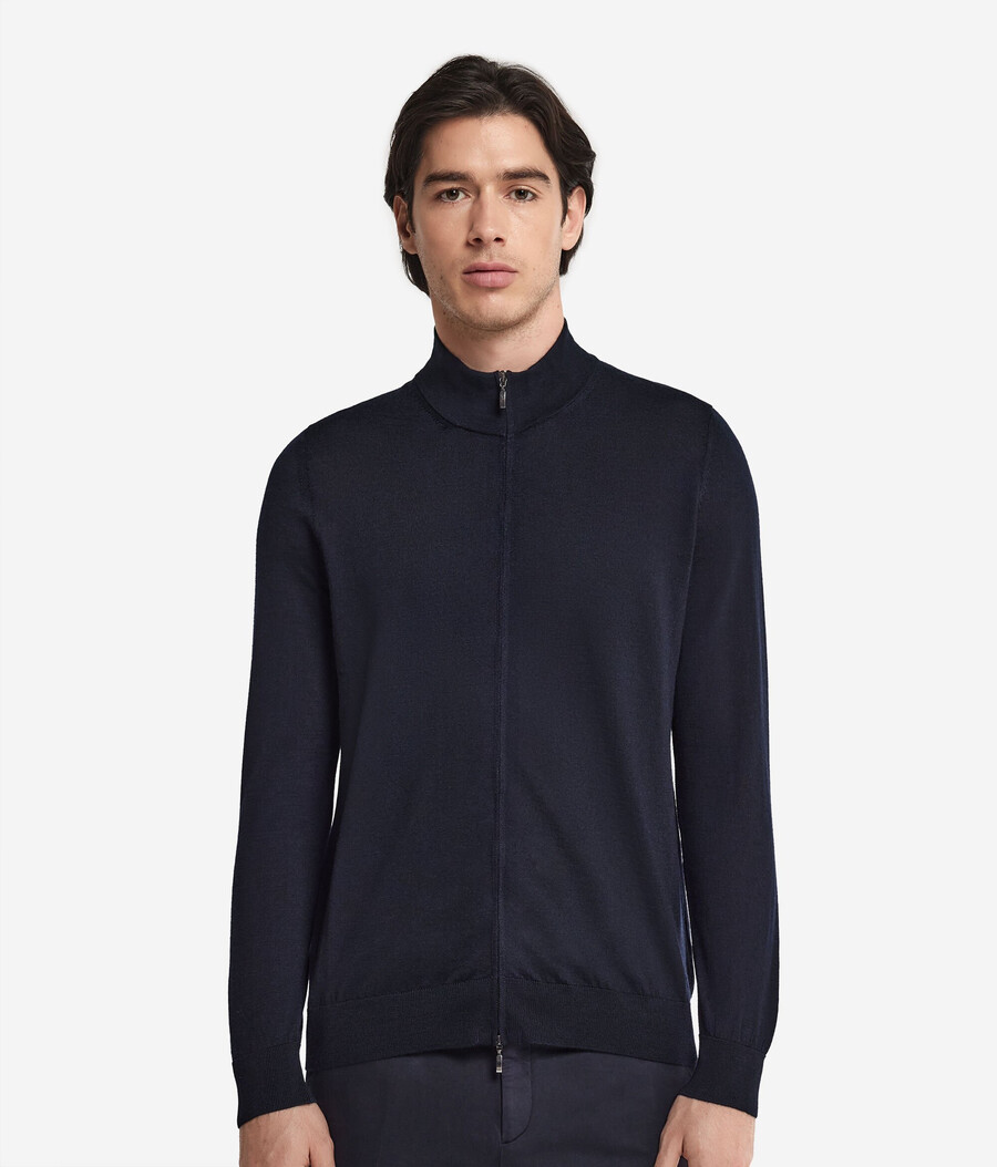 kaschmir-strickjacke mit reißverschluss