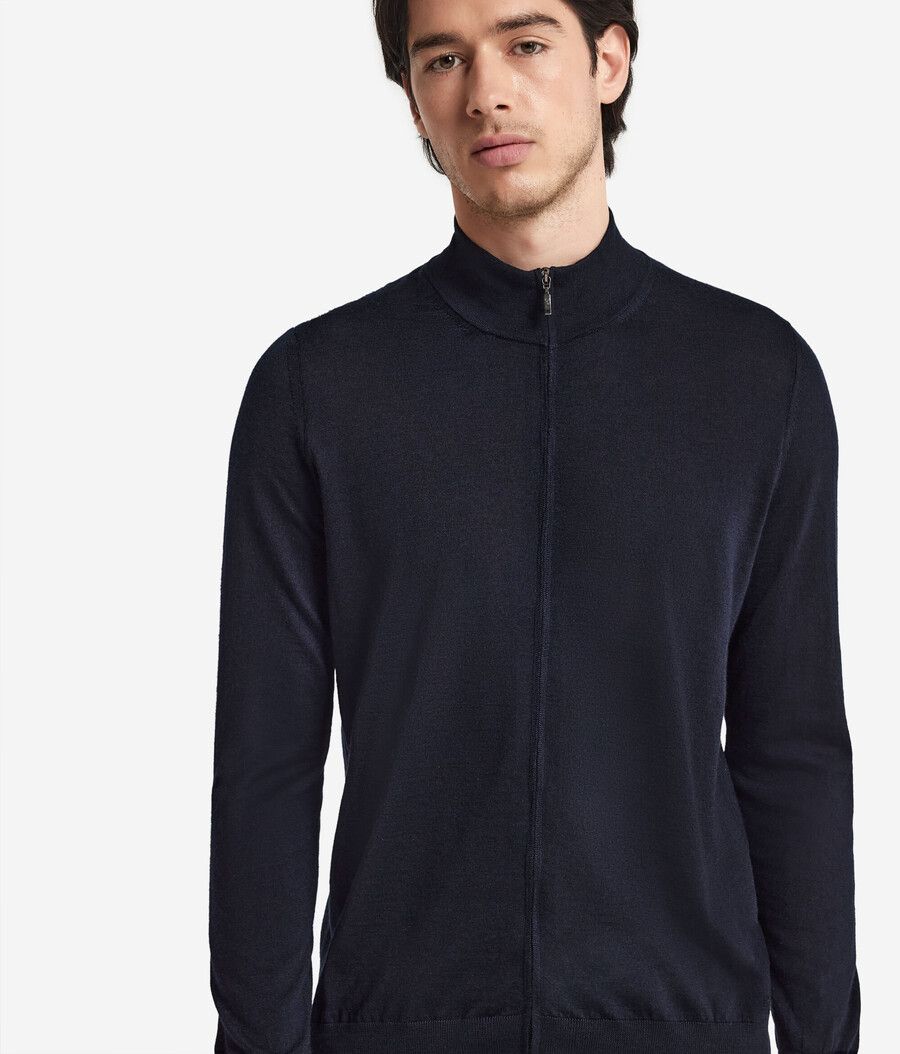 kaschmir-strickjacke mit reißverschluss