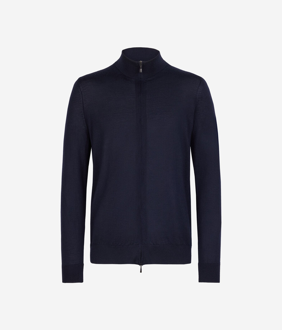 kaschmir-strickjacke mit reißverschluss