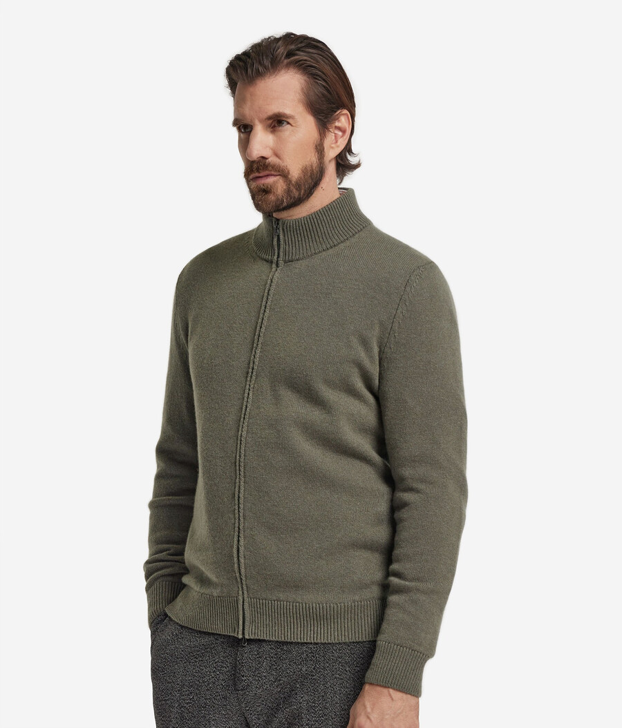 ultraweicher kaschmir-cardigan mit reißverschluss