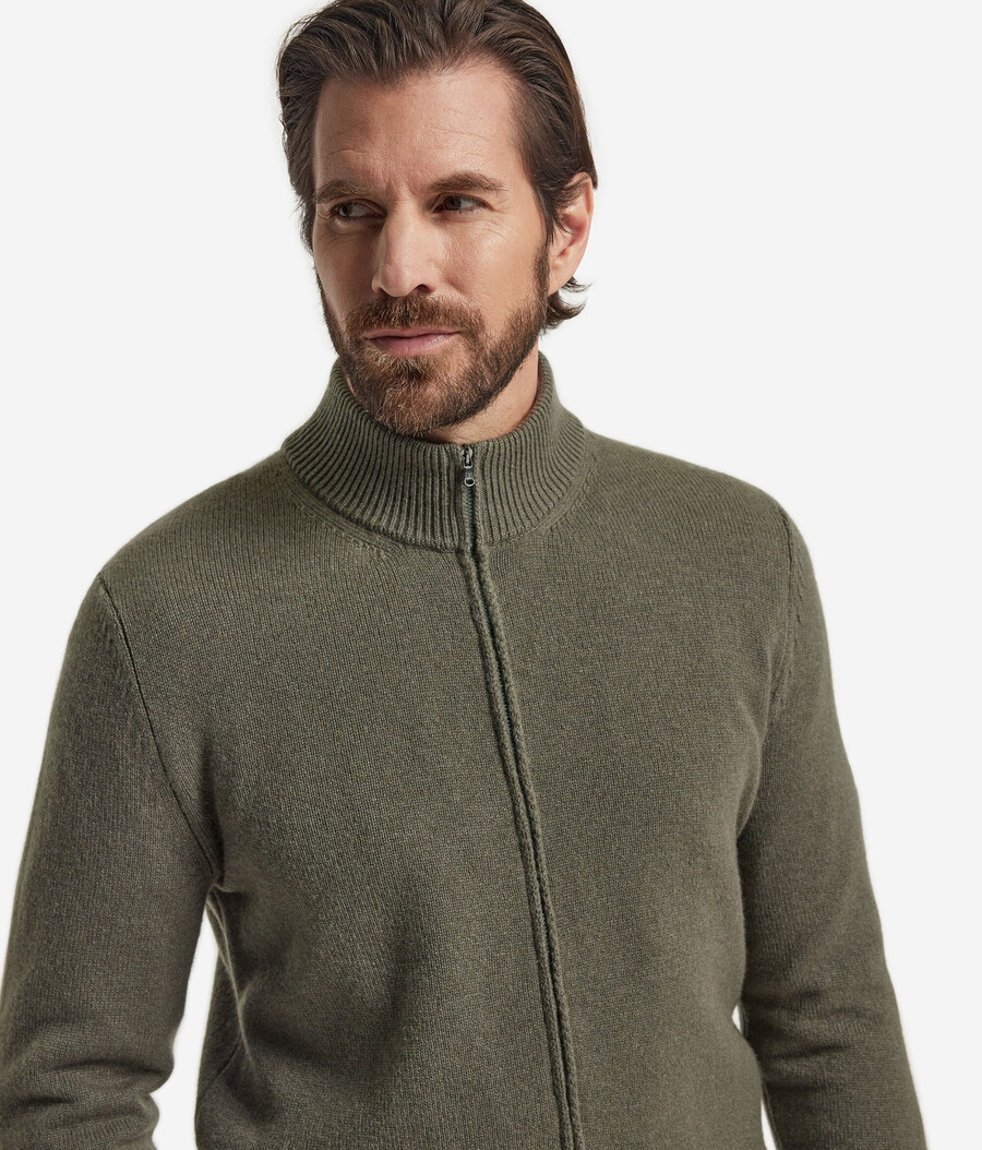 ultraweicher kaschmir-cardigan mit reißverschluss