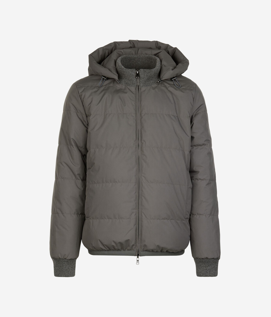 wendbare daunenjacke mit kaschmir-zopfmuster