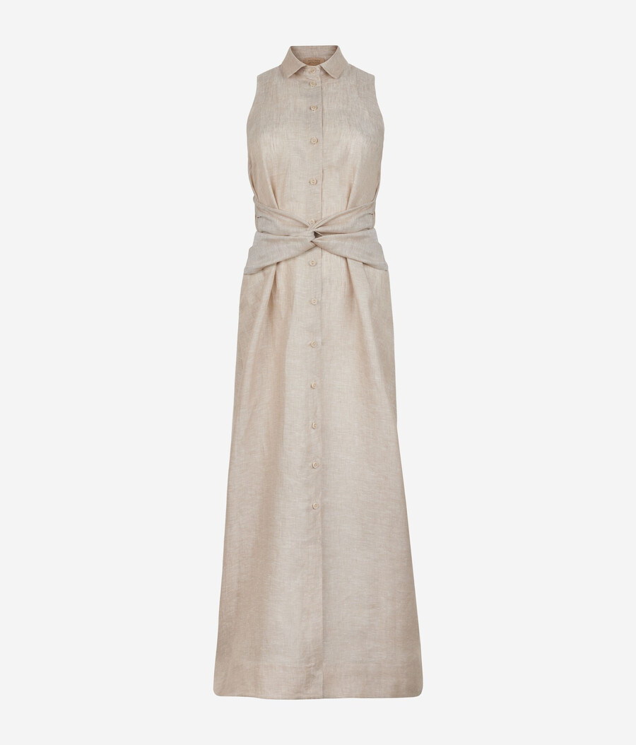 leinenkleid mit gekreuzten bändern