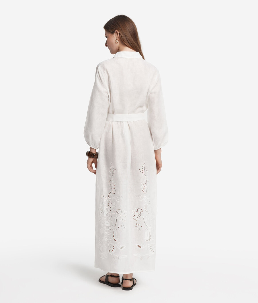 besticktes leinenkleid