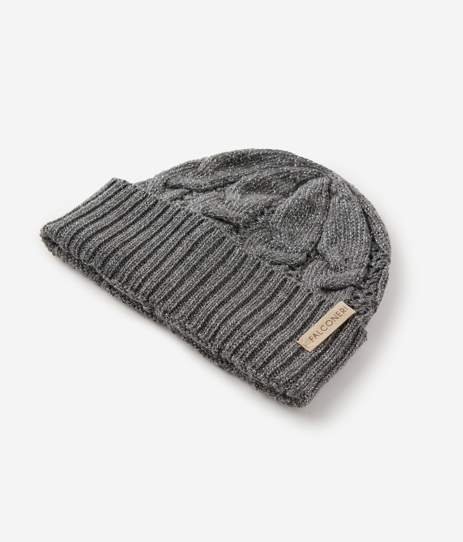 lamé-woll-zopfstrickmütze