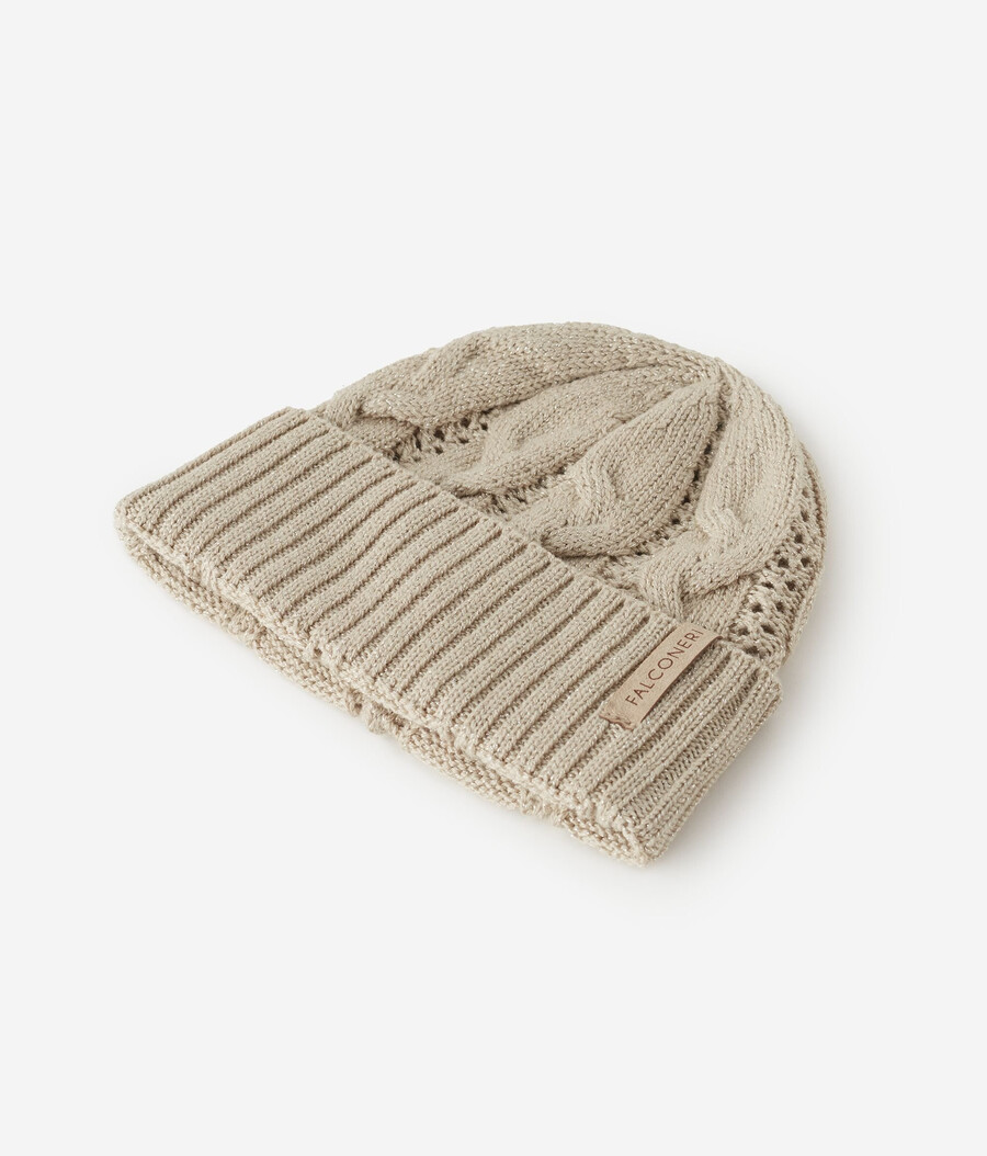 lamé-woll-zopfstrickmütze