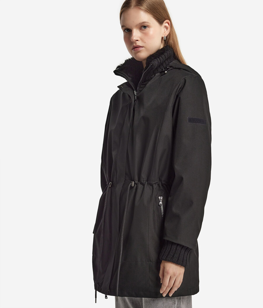 wendbare funktionsjacke mit kaninchenfellfutter