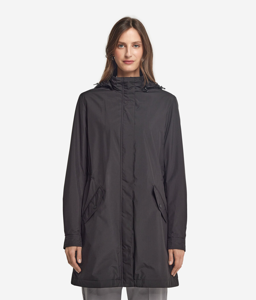 lange funktionsjacke mit kordelzug
