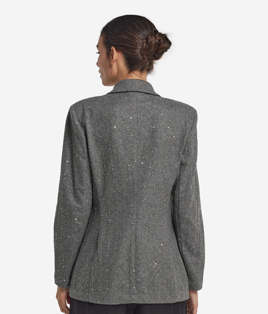 nadelstreifenjacke aus wolle mit pailletten