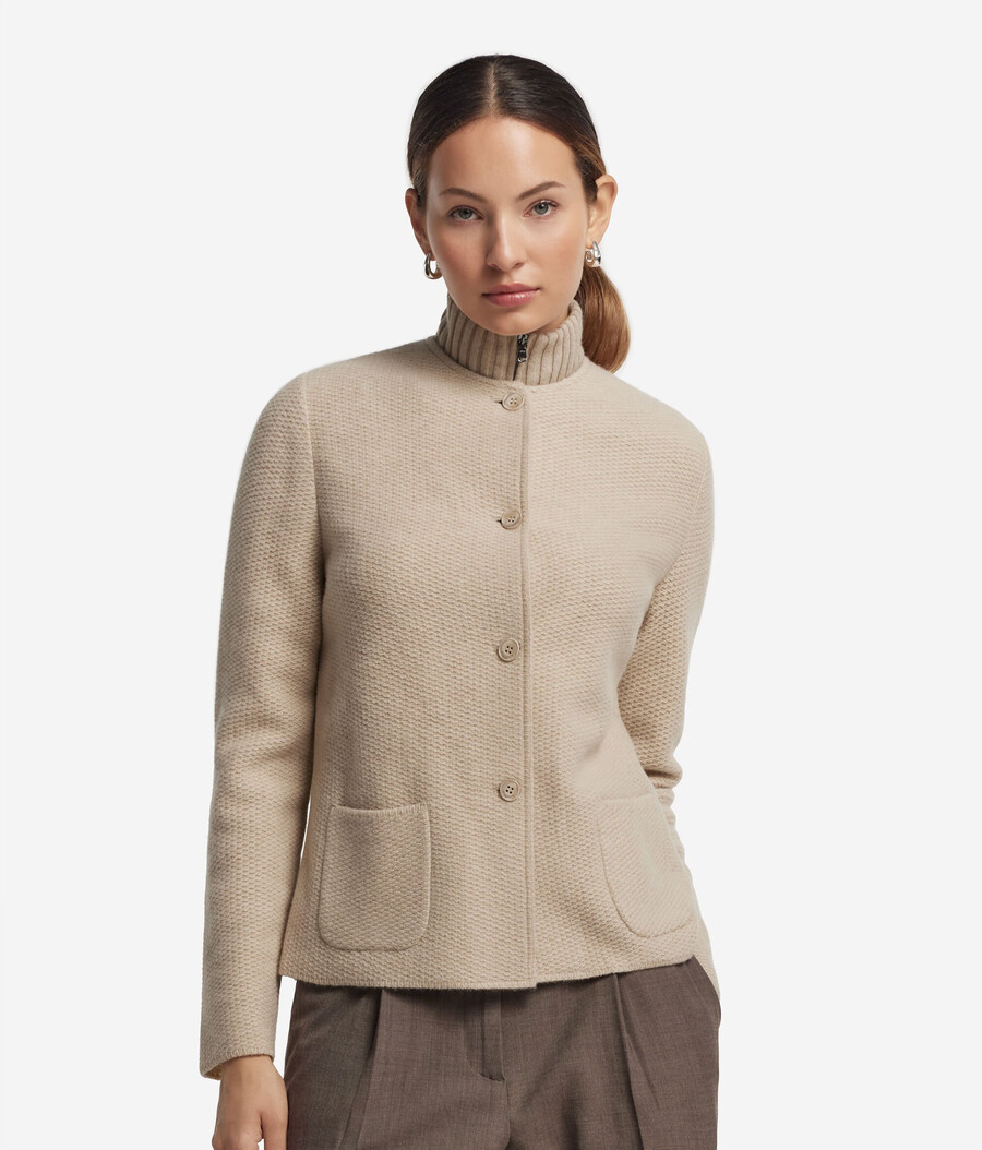 jacke mit rundhalsausschnitt aus wolle und kaschmir