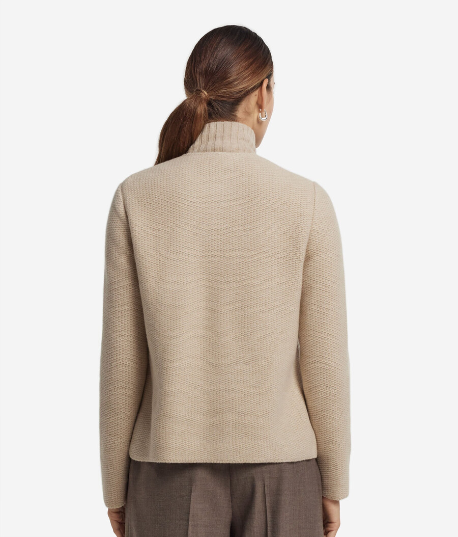 jacke mit rundhalsausschnitt aus wolle und kaschmir